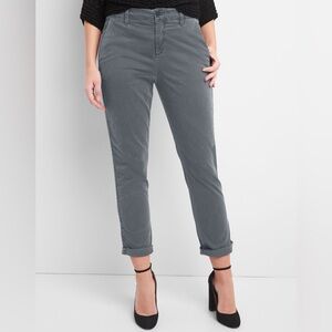 GAP Grey Twill Stripe Ankle Length Girlfriend Chinos